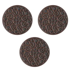 Plow & Hearth Pathways & Stepping Stones>Recycled Rubber Stepping Stones, Set of 3 - Copper Flower Swirl