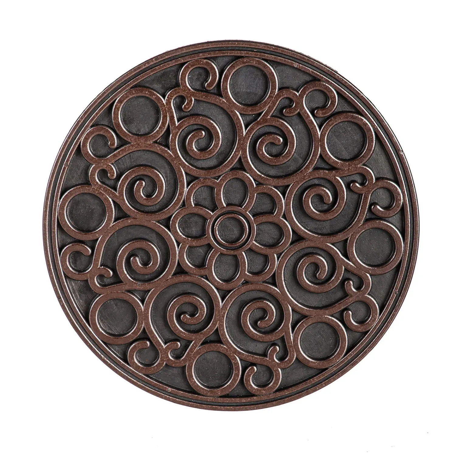 Plow & Hearth Pathways & Stepping Stones>Recycled Rubber Stepping Stones, Set of 3 - Copper Flower Swirl