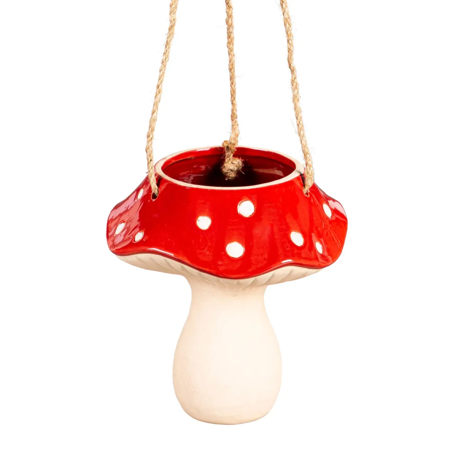 Plow & Hearth Planters & Plant Stands>Red Mushroom Ceramic Hanging Planter