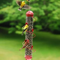 Plow & Hearth Bird Feeders>Spiral-Perch Finch Bird Feeder Red