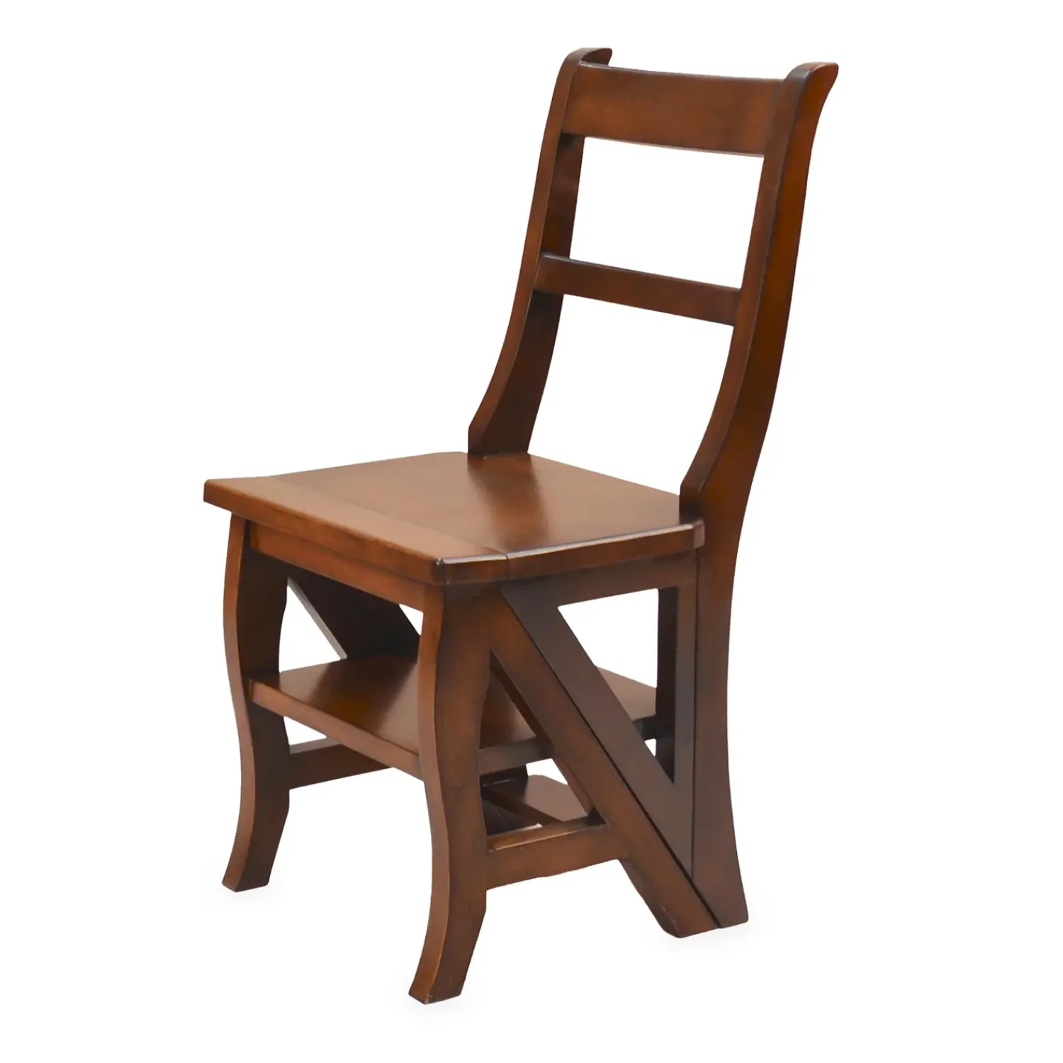Plow & Hearth Chairs & Rockers|Rockers & Gliders>Reproduction Parawood Ben Franklin Convertible Ladder Chair Chestnut
