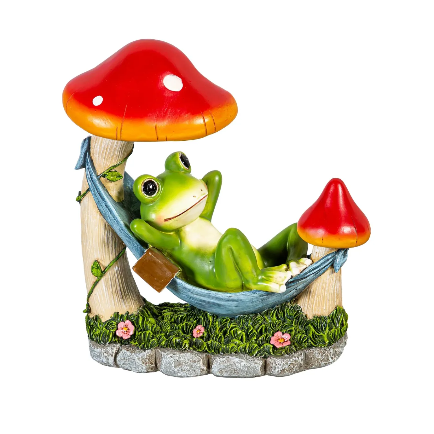 Plow & Hearth Garden Statues>Resin Relaxing Frog in Hammock Statue, 8"H