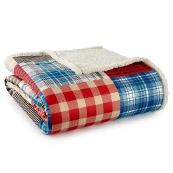 Plow & Hearth Throws & Blankets>Reversible Patterned Micro Flannel® Sherpa Blanket