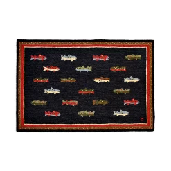 Plow & Hearth Area Rugs>River Fish Hand-Hooked Wool Accent Rug, 4' x 6'