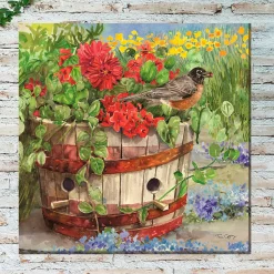 Plow & Hearth Outdoor Wall Art|Wall Art>Robin's Nest Indoor/Outdoor Canvas Wall Art