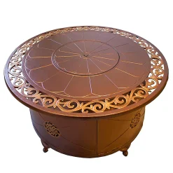 Plow & Hearth Fire Pits|Fire Pits>Round Cast Aluminum Propane Fire Pit