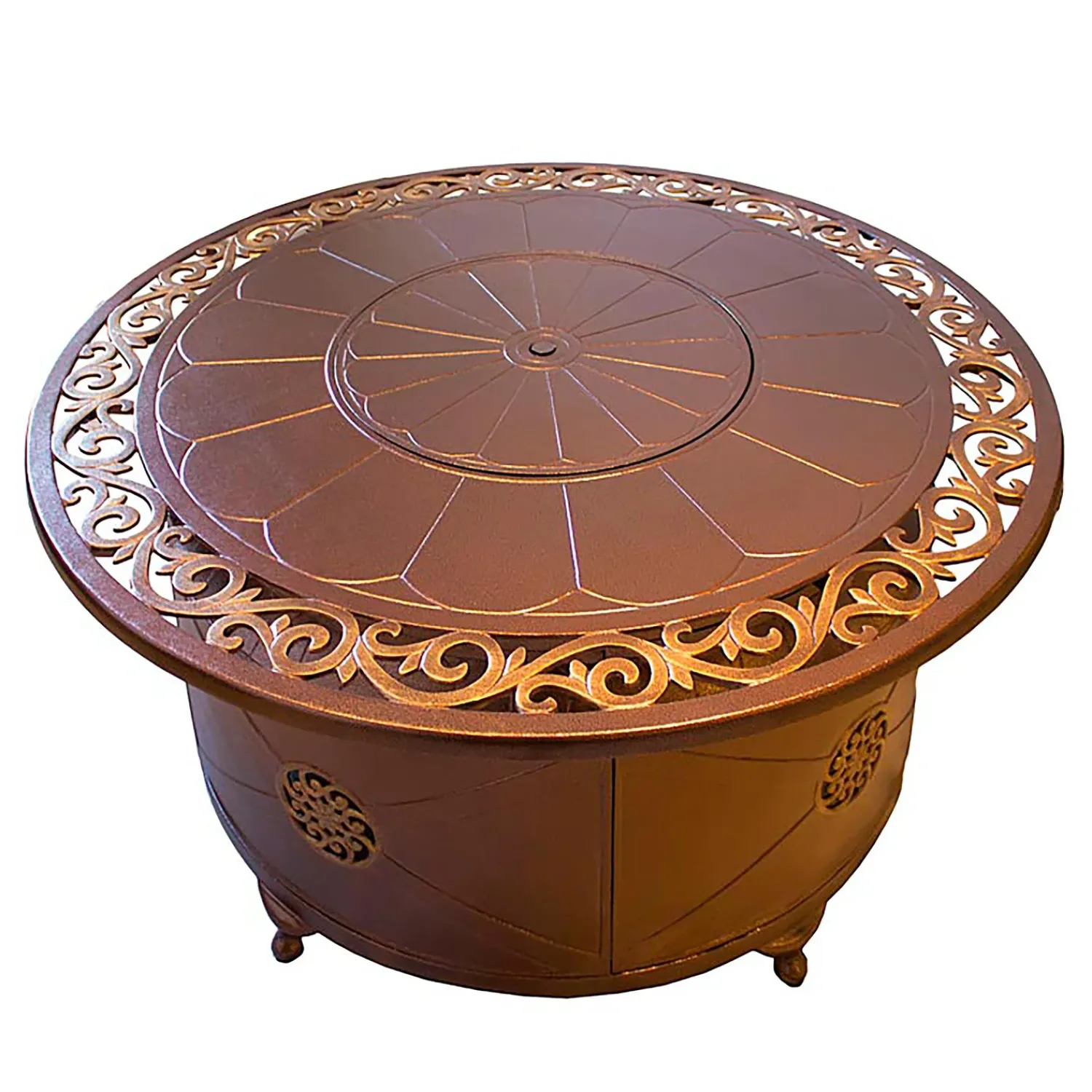 Plow & Hearth Fire Pits|Fire Pits>Round Cast Aluminum Propane Fire Pit