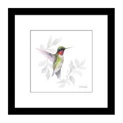 Plow & Hearth Wall Art>Ruby-Throated Hummingbird Framed Wall Art Painting