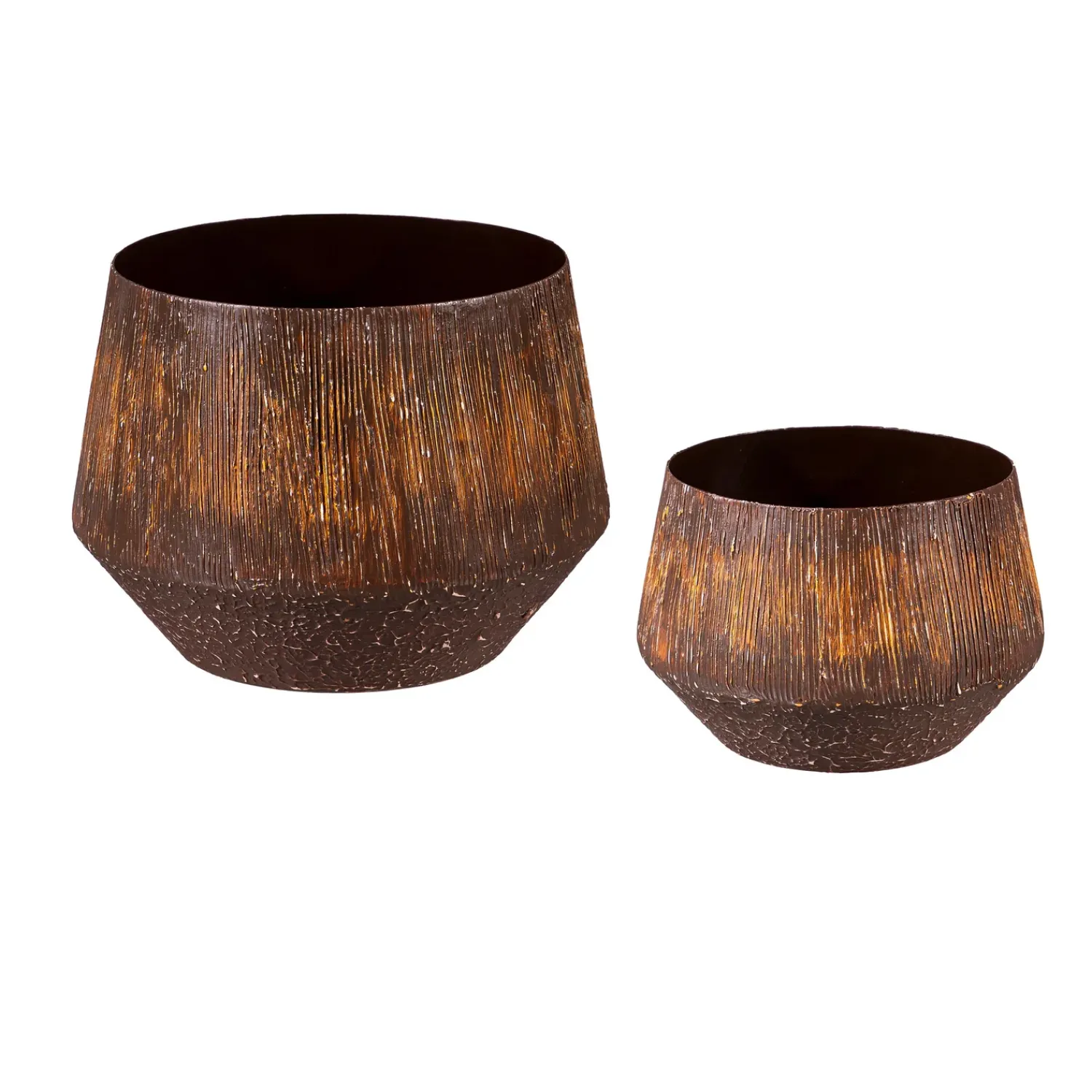 Plow & Hearth Planters & Plant Stands>Rust Textured Metal Planter, Set of 2