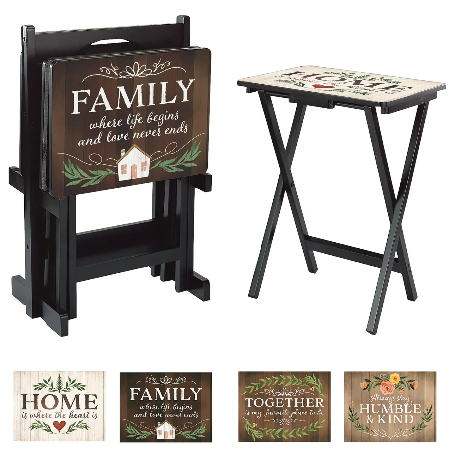 Plow & Hearth Accent Tables>Rustic Farmhouse TV Tray Set of 4