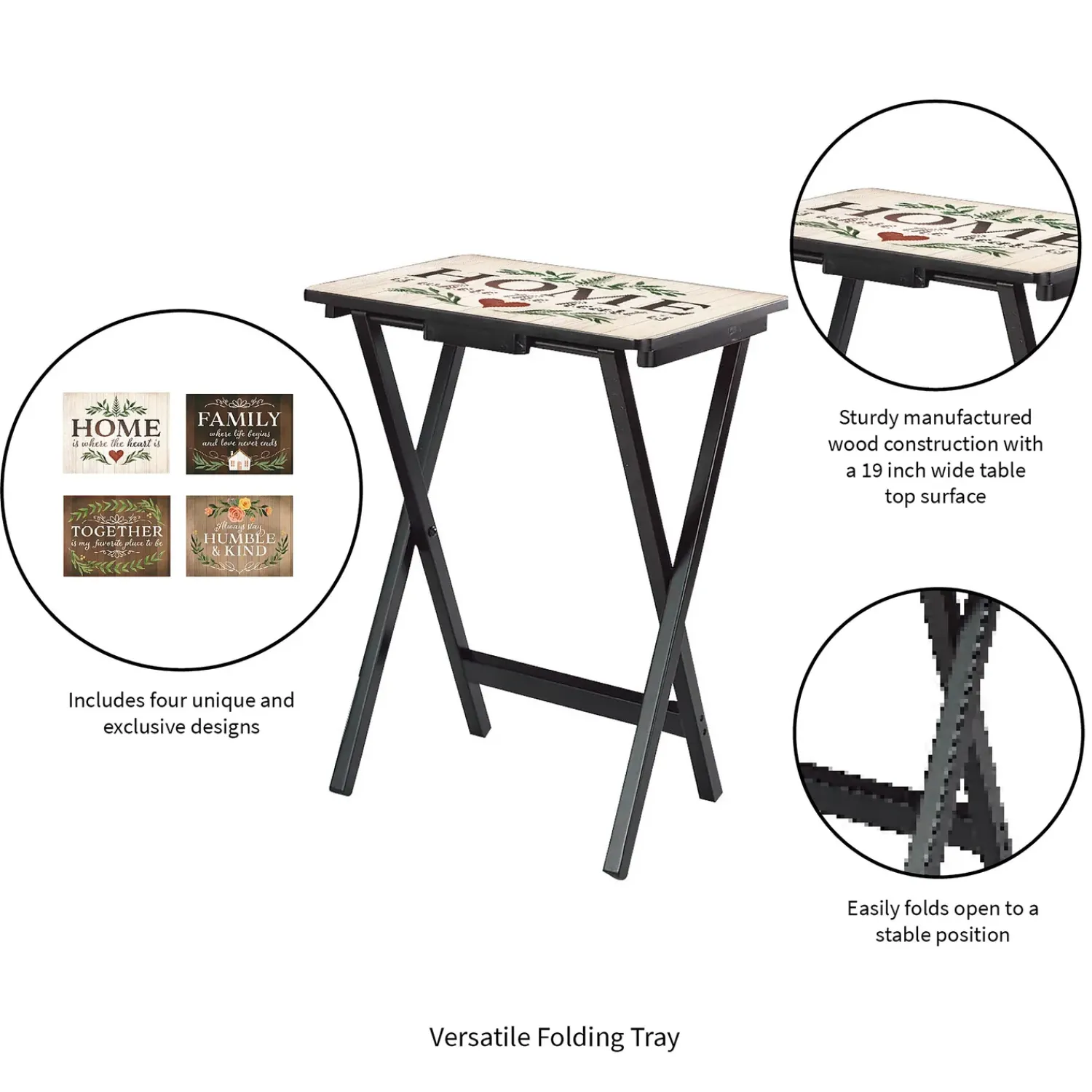 Plow & Hearth Accent Tables>Rustic Farmhouse TV Tray Set of 4