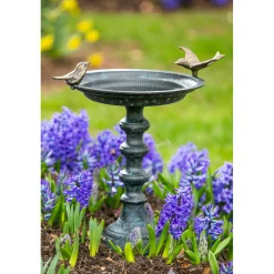 Plow & Hearth Birdbaths>Sculpted Songbirds Metal Pedestal Birdbath
