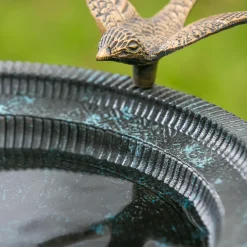 Plow & Hearth Birdbaths>Sculpted Songbirds Metal Pedestal Birdbath