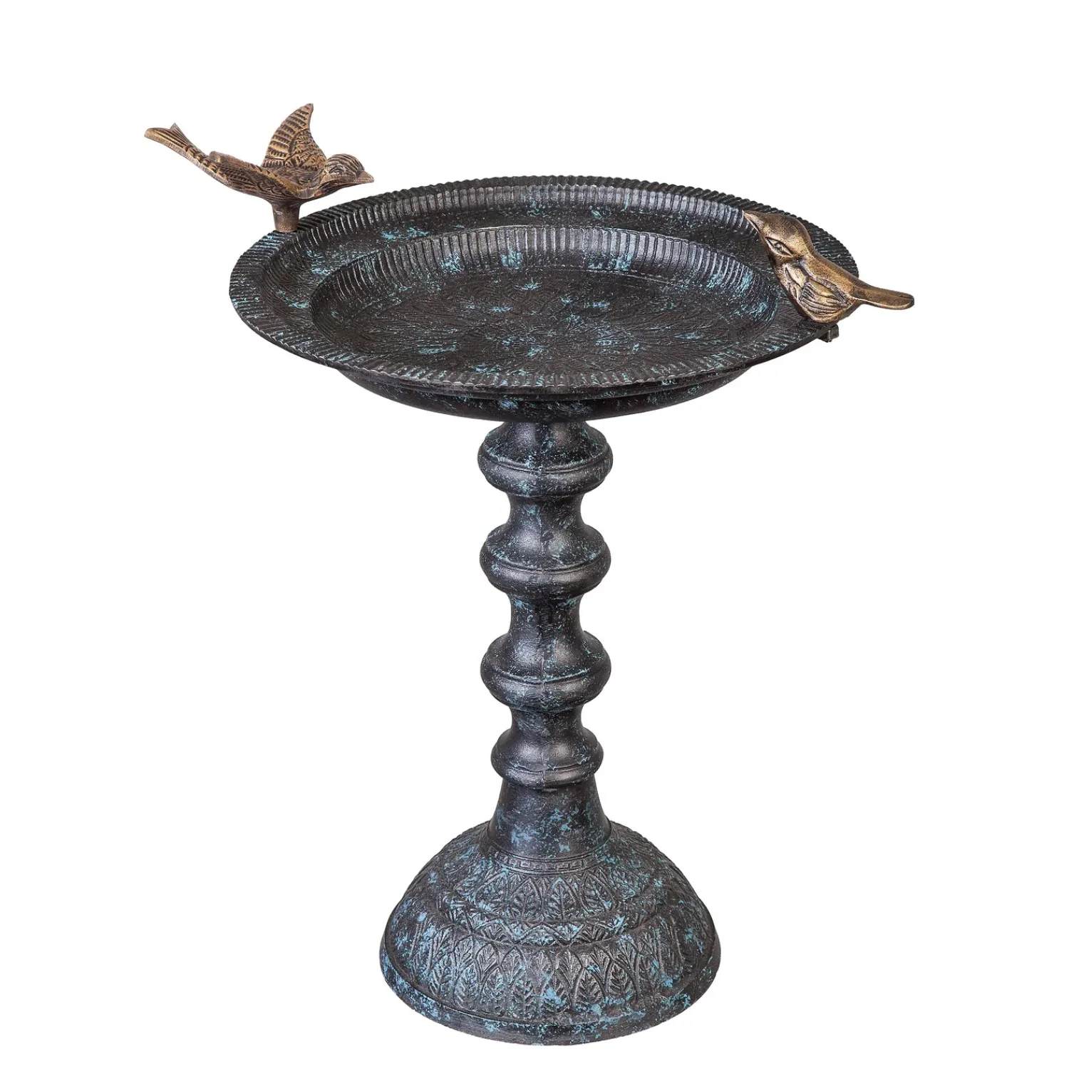 Plow & Hearth Birdbaths>Sculpted Songbirds Metal Pedestal Birdbath