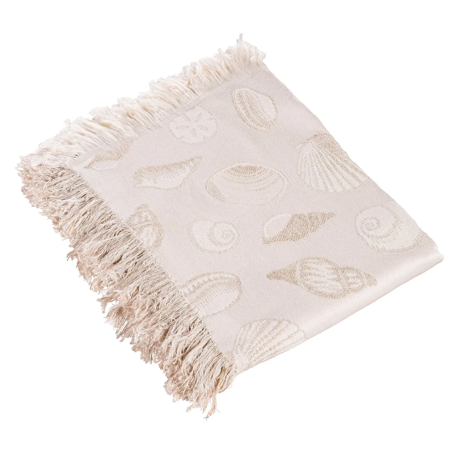 Plow & Hearth Throws & Blankets>Seashell Tapestry Throw Beige