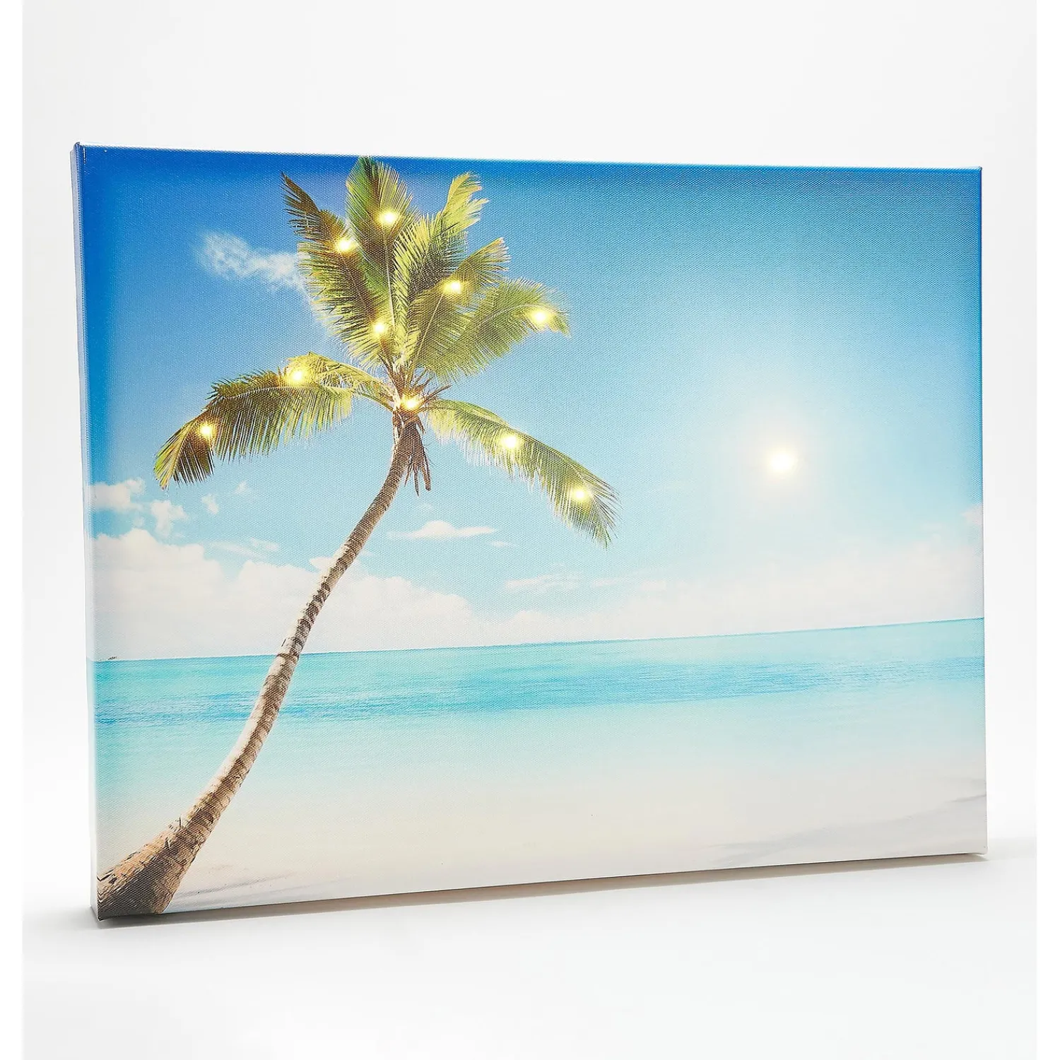 Plow & Hearth Wall Art>Seaside Palm Illuminated Outdoor Canvas