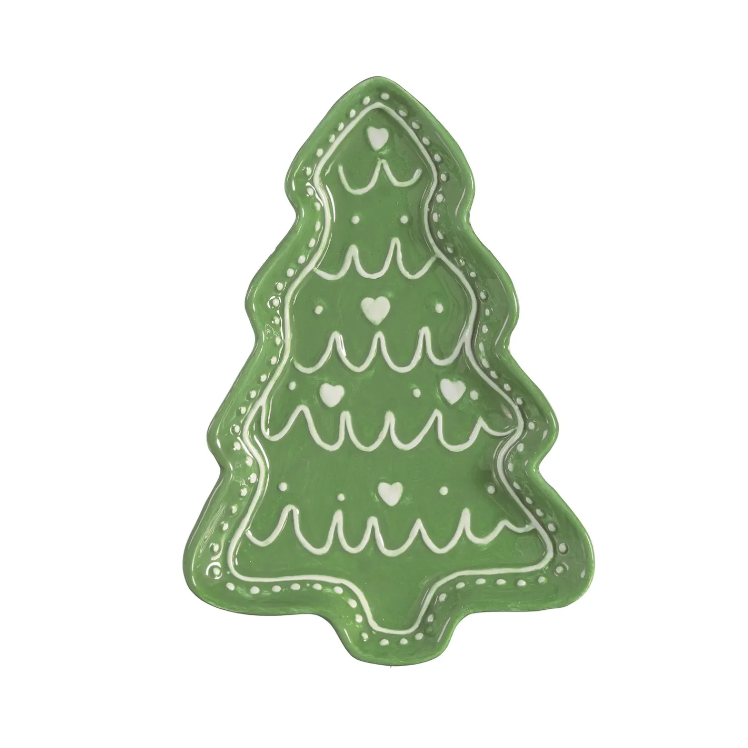 Plow & Hearth Plates & Platters>Shades of Green Plate Tree Shaped Embossed Ceramic Appetizer Plate, 8.25"