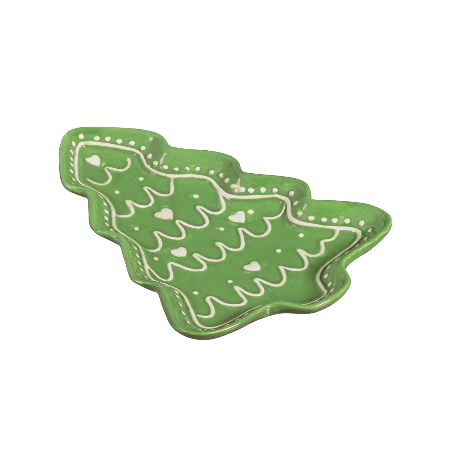 Plow & Hearth Plates & Platters>Shades of Green Plate Tree Shaped Embossed Ceramic Appetizer Plate, 8.25"