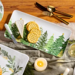 Plow & Hearth Plates & Platters>Shades of Green Serveware Rectangular Melamine Platter with Spreader Set