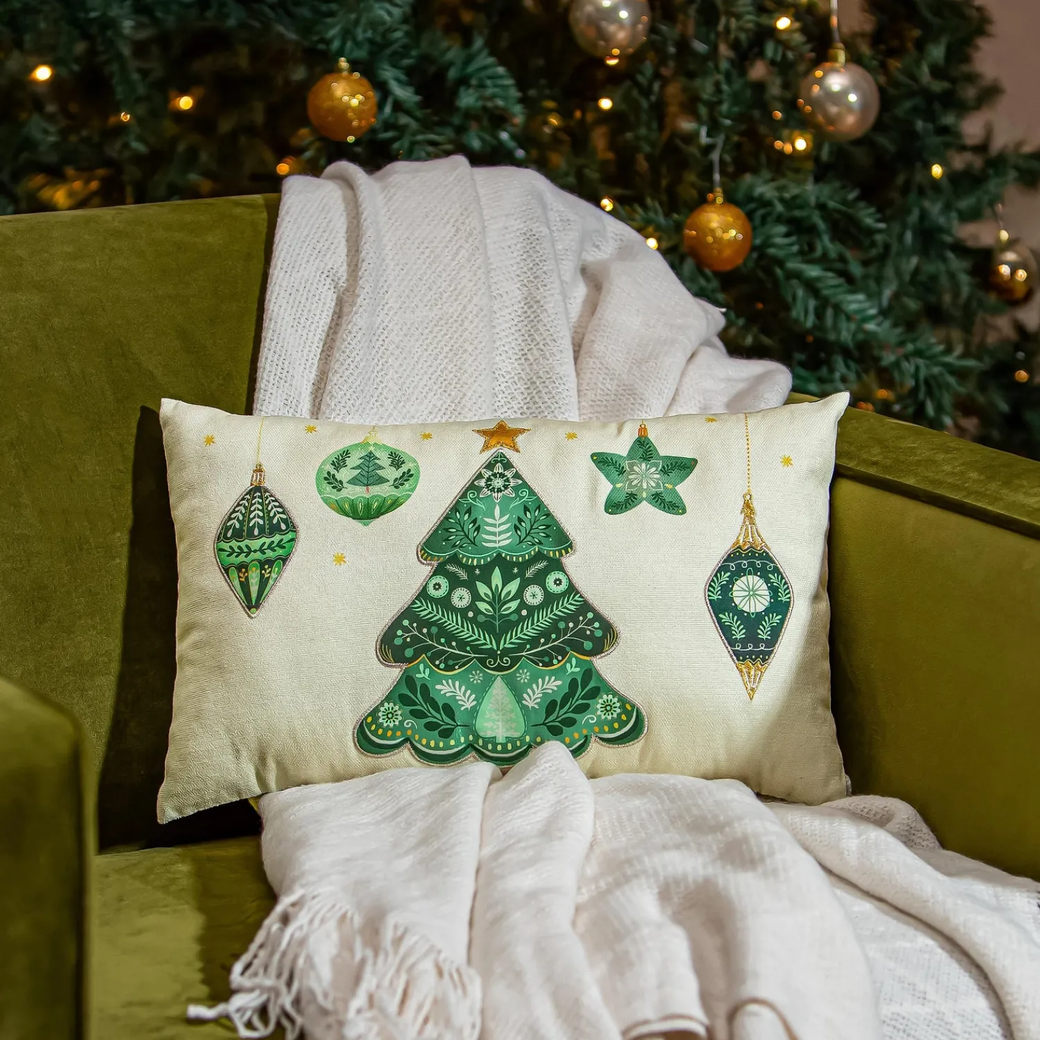 Plow & Hearth Decorative Pillows>Shades of Green Throw Pillow Lumbar Pillow, 16"L x 10.5"H
