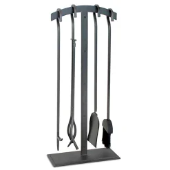 Plow & Hearth Fireplace Tool Sets>Shadow 4-Piece Fireplace Tool Set in Natural Finish Iron