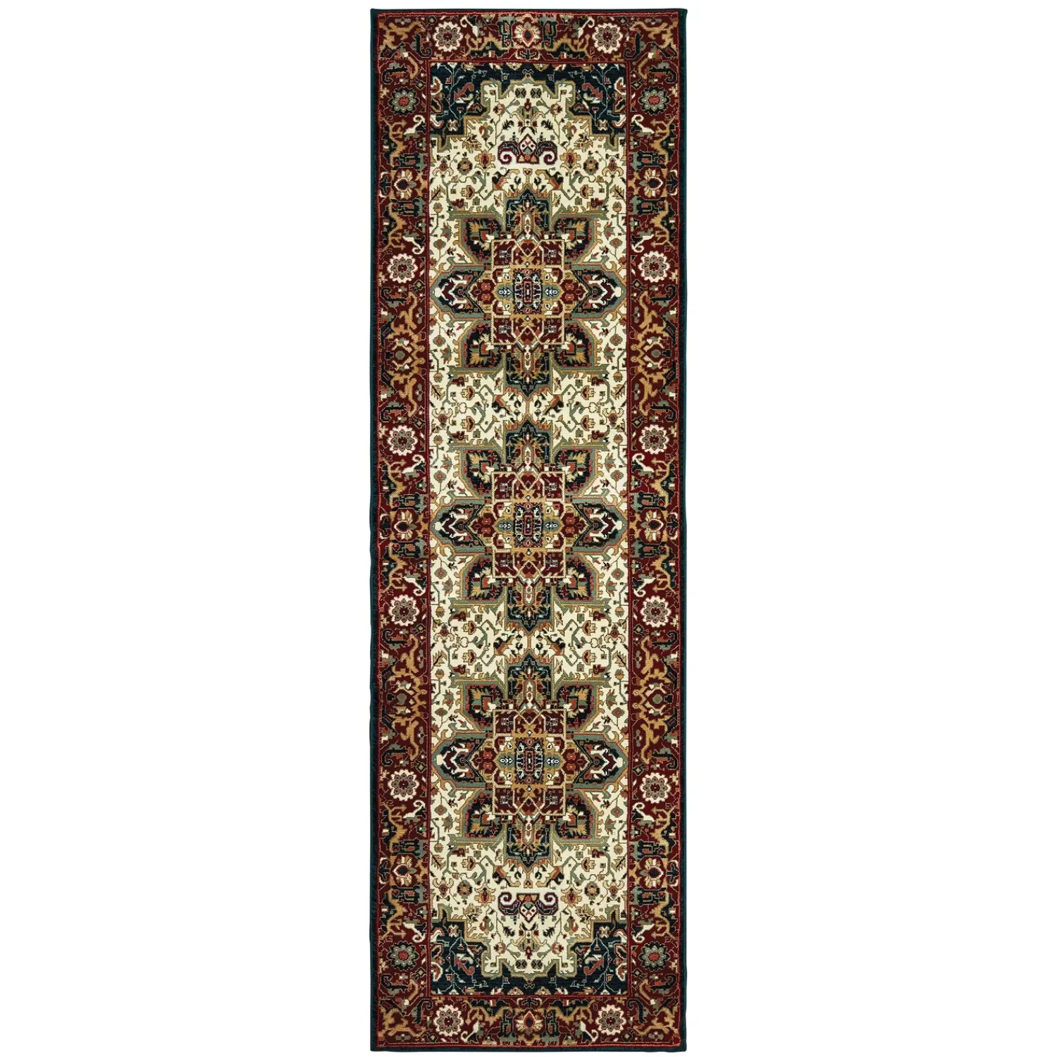 Plow & Hearth Area Rugs>Sheridan Medallion Polypropylene Rug, 2'3" x 7'6" Runner Red