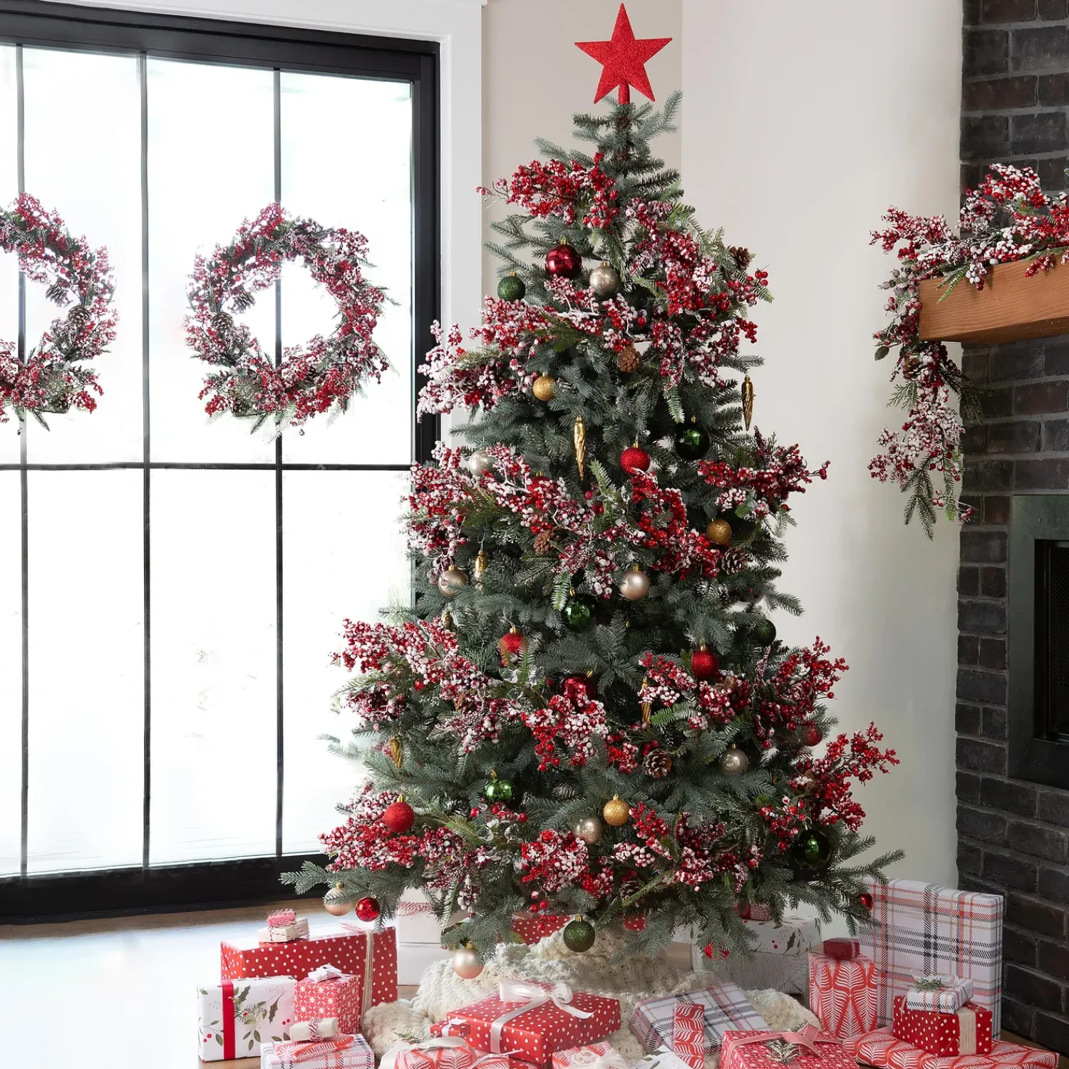 Plow & Hearth Faux Flowers & Plants>Shimmering Misty Pine Christmas Tree, 6'H