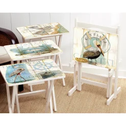 Plow & Hearth Accent Tables>Shore Birds TV Tray Set with Stand