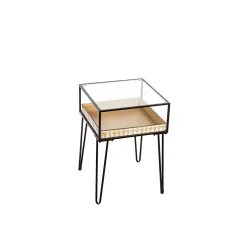 Plow & Hearth Accent Tables>Side Table with Glass Top and Golden Planter Tray