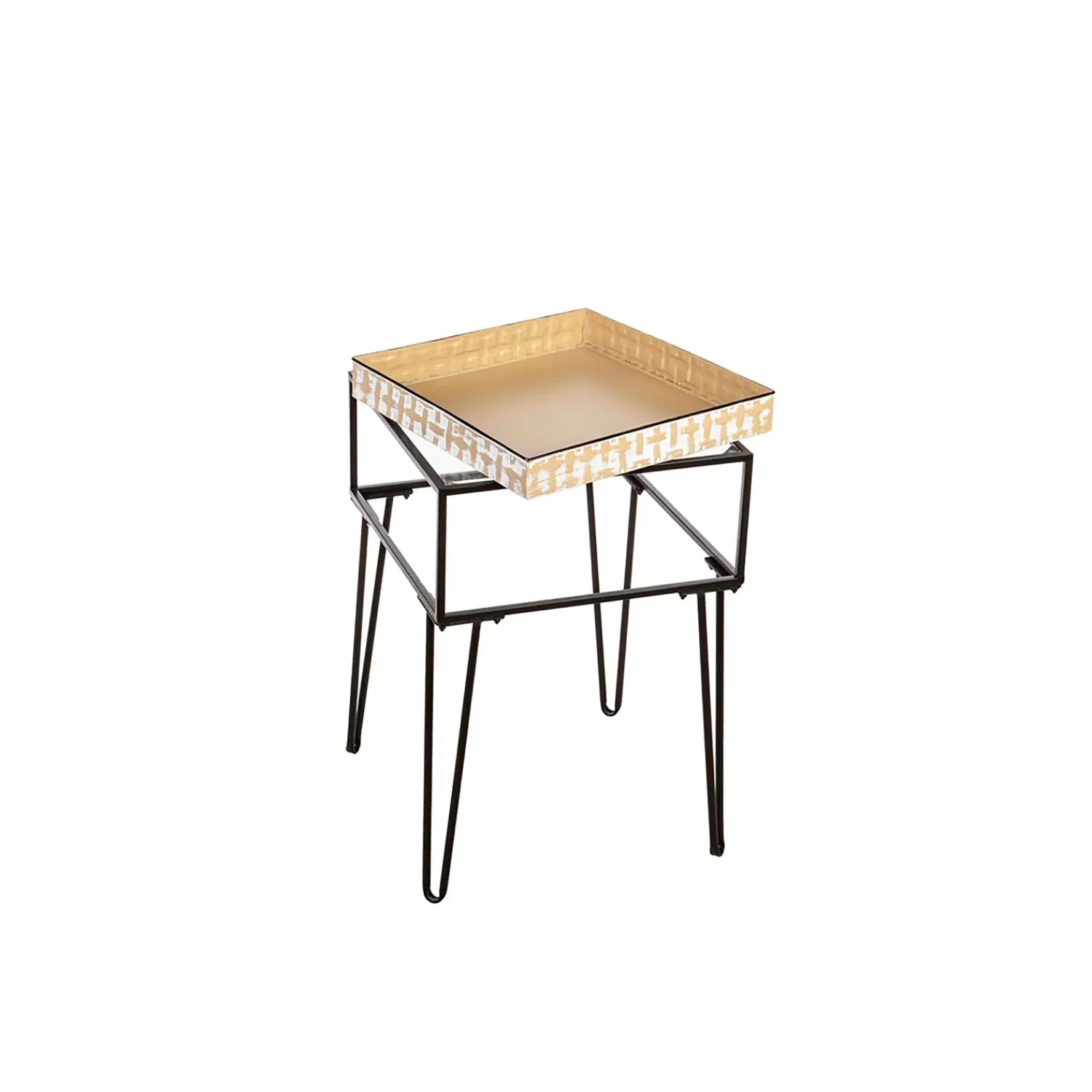 Plow & Hearth Accent Tables>Side Table with Glass Top and Golden Planter Tray