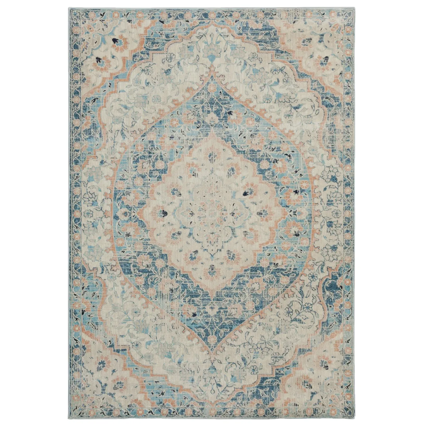 Plow & Hearth Area Rugs>Silver City Damask Polypropylene Rug, 6'7" x 9'6"