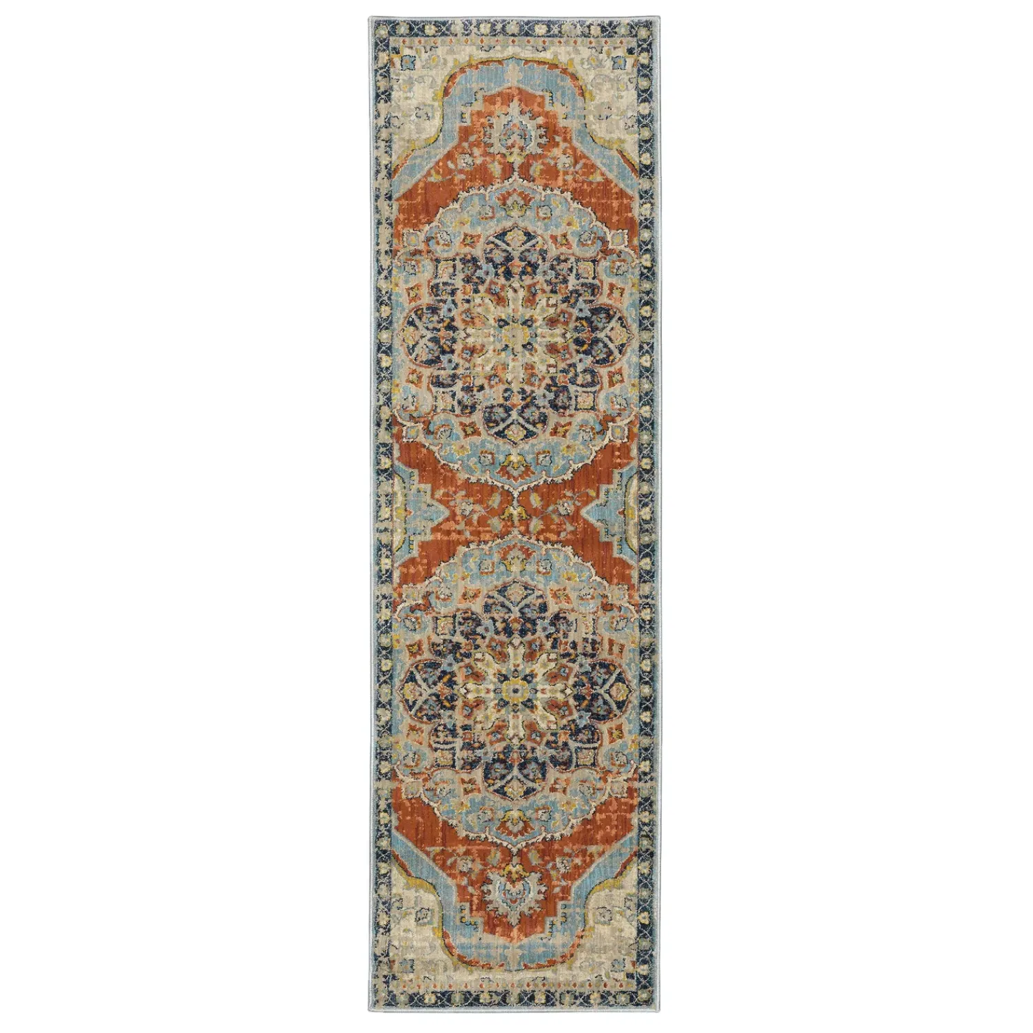 Plow & Hearth Area Rugs>Silver City Medallion Polypropylene Runner, 2'3" x 7'6"