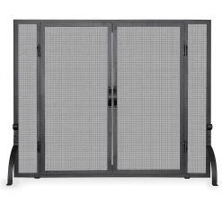Plow & Hearth Fireplace Screens With Doors>Single Panel Wrought Iron Fireplace Screen with Doors Black