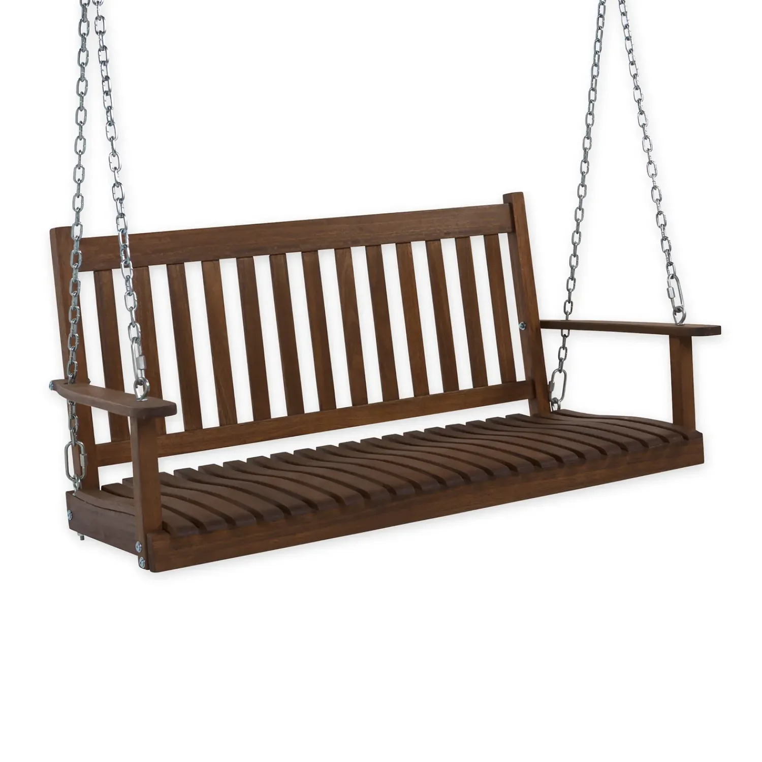 Plow & Hearth Outdoor Benches|Swings & Hammocks>Slatted Wood Porch Swing NaturalStain