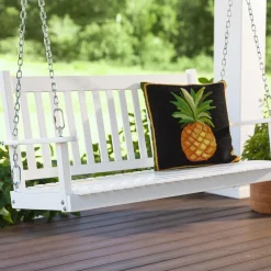 Plow & Hearth Swings & Hammocks>Slatted Wood Porch Swing WhitePaint