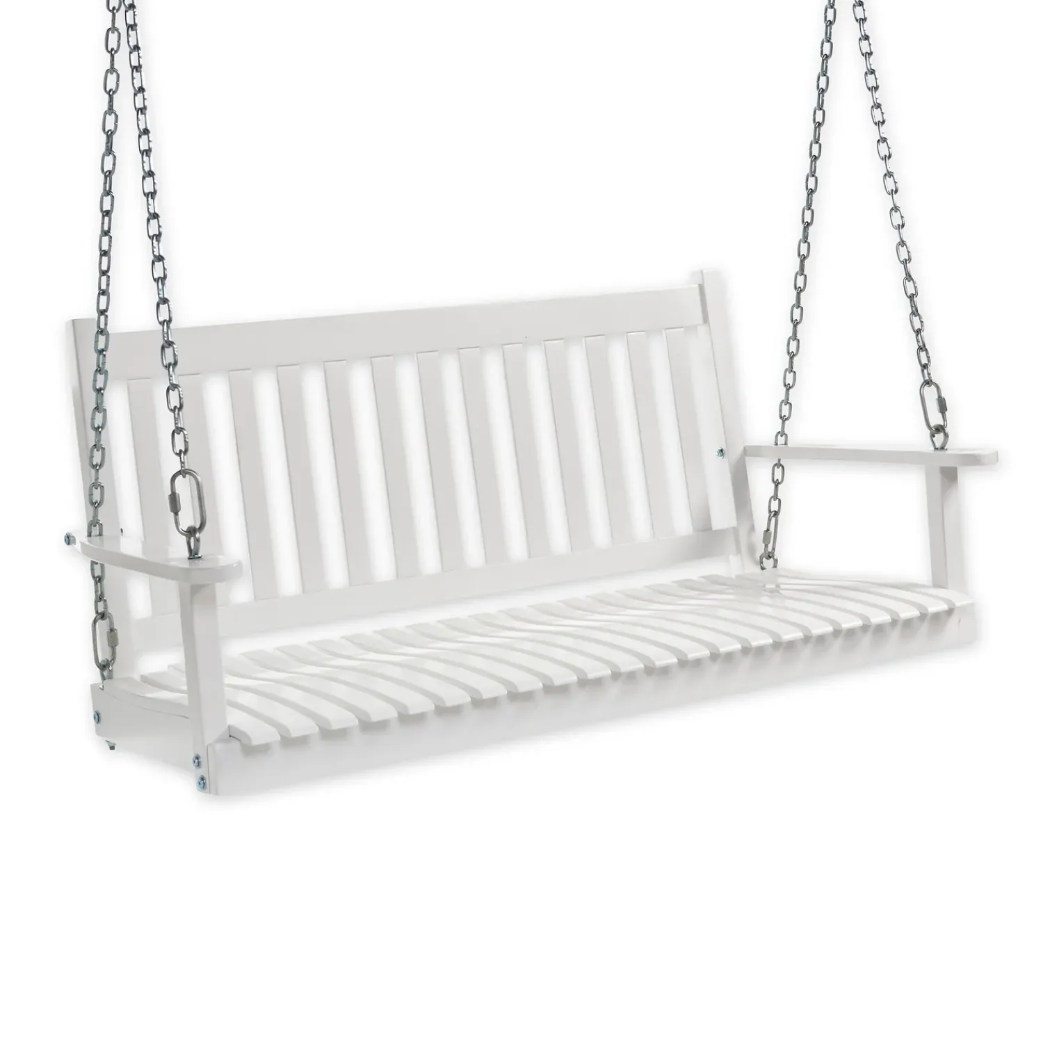 Plow & Hearth Swings & Hammocks>Slatted Wood Porch Swing WhitePaint