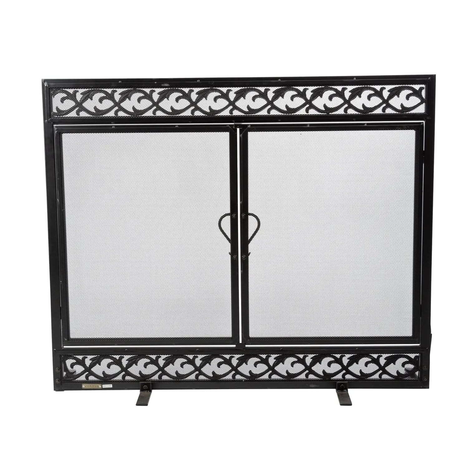 Plow & Hearth Fireplace Screens With Doors>Small Cast Iron Scrollwork Fire Screen With Doors Black