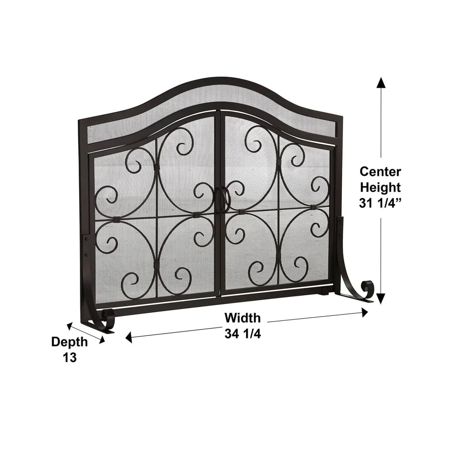 Plow & Hearth Fireplace Screens With Doors>Small Crest Fireplace Screen With Doors