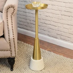 Plow & Hearth Accent Tables>Small Davenport Drink Table Gold