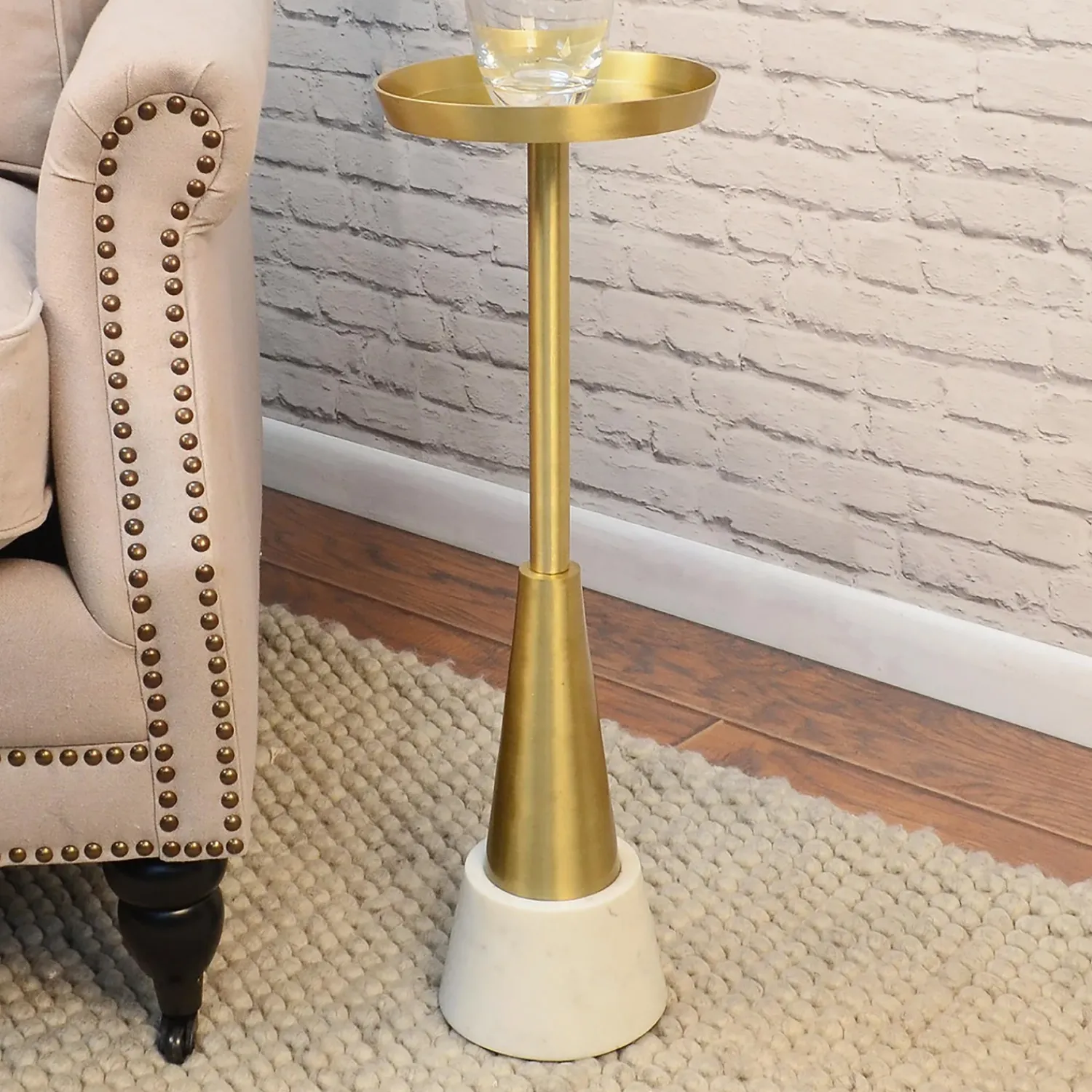 Plow & Hearth Accent Tables>Small Davenport Drink Table Gold
