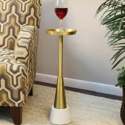Plow & Hearth Accent Tables>Small Davenport Drink Table Gold
