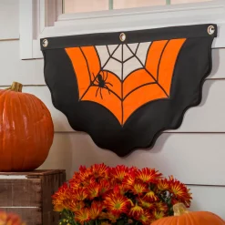 Plow & Hearth Bunting & Banners>Small Halloween Spider Web Cotton Bunting