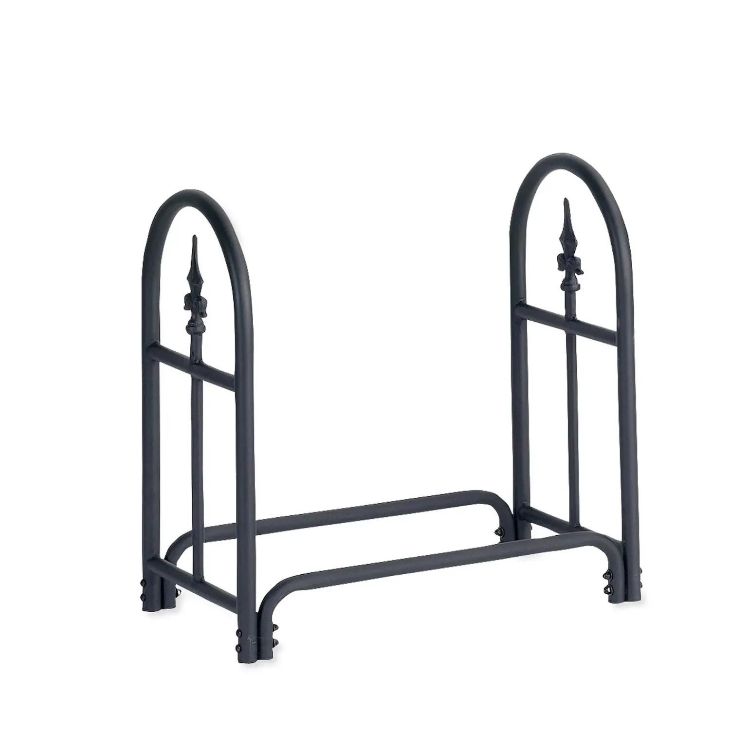 Plow & Hearth Outdoor Clean Up|Wood Storage & Wood Racks>Small Heavy Duty Steel Wood Rack with Finial Design