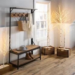 Plow & Hearth Lighted Trees & Garlands>Small Indoor/Outdoor Birch Tree with 300 Warm Lights White