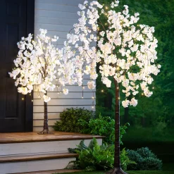 Plow & Hearth Lighted Trees & Garlands>Small Lighted Faux Weeping Cherry Tree, 4'H