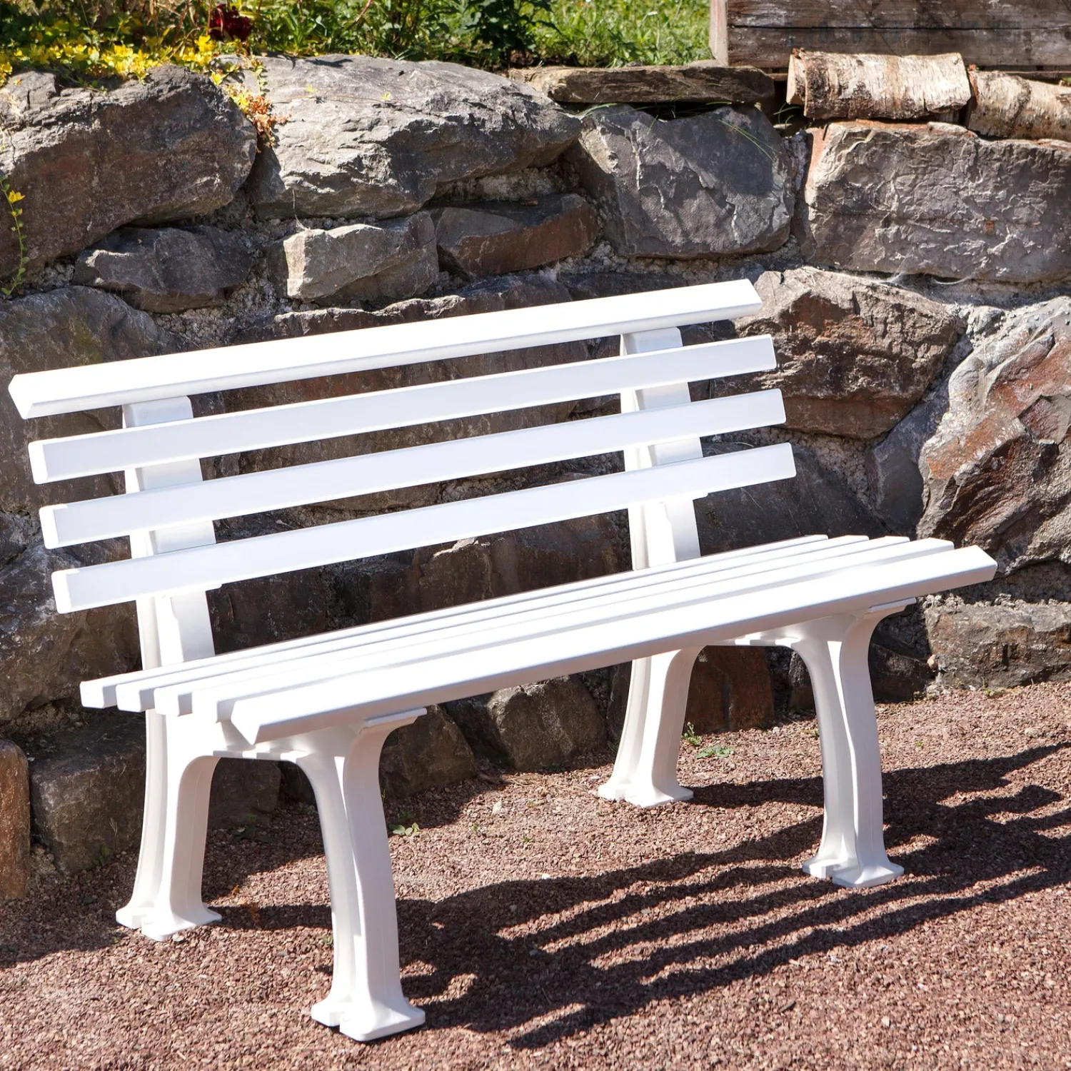 Plow & Hearth Outdoor Benches>Small 2-Seater Weatherproof PVC Garden Bench White