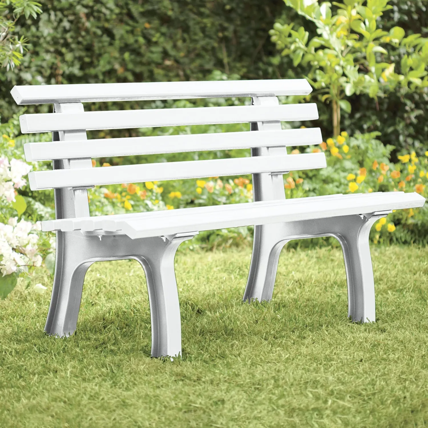 Plow & Hearth Outdoor Benches>Small 2-Seater Weatherproof PVC Garden Bench White