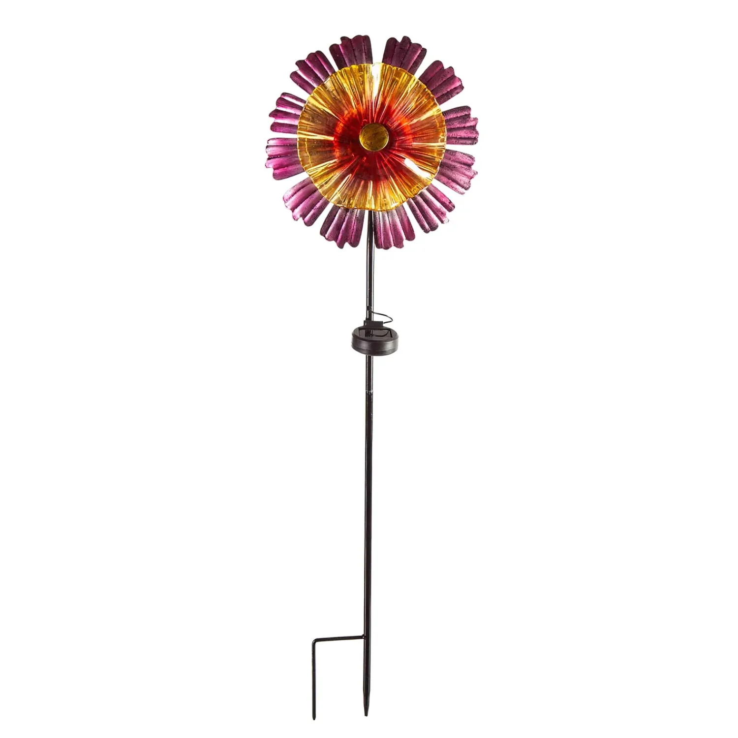 Plow & Hearth Garden Stakes|Solar Accents>Solar Art Glass Flower Garden Stake Purple