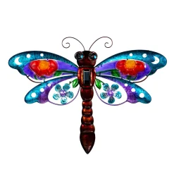 Plow & Hearth Wall Art>Solar Dragonfly Metal Wall Décor