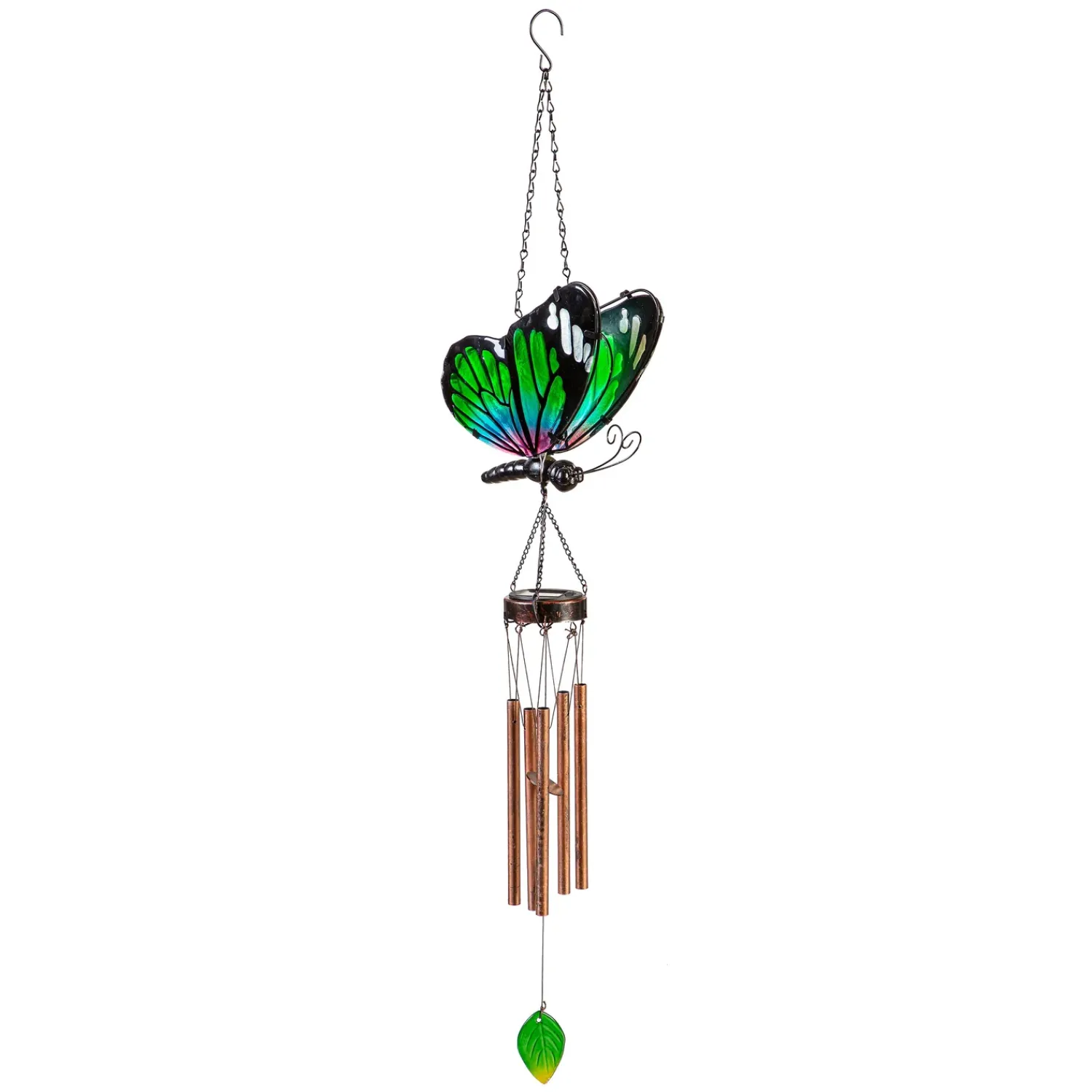 Plow & Hearth Wind Chimes & Mobiles|Solar Accents>Solar Green & Purple Butterfly Wind Chime